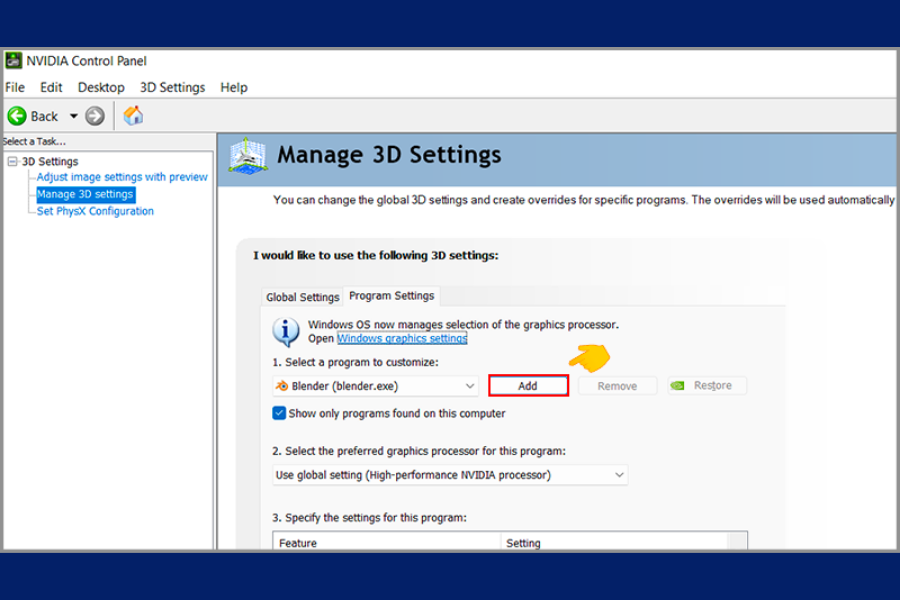 Ấn nút Add để thêm game
