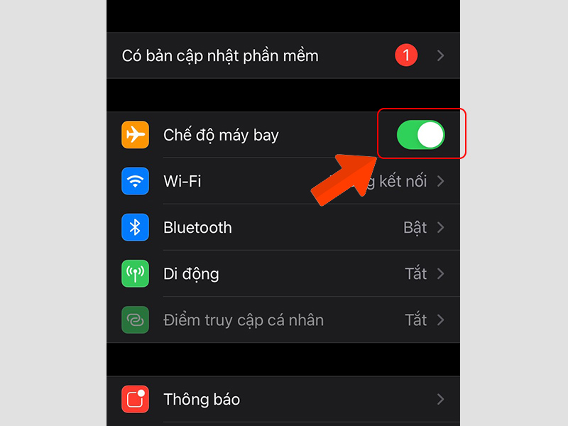 Bật/tắt chế độ máy bay
