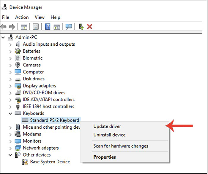 Cập nhật Driver bàn phím