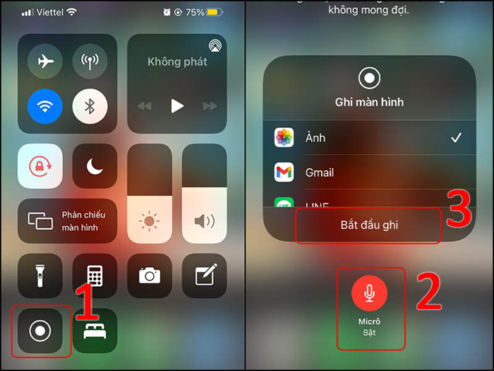 Bắt đầu quay màn hình iPhone