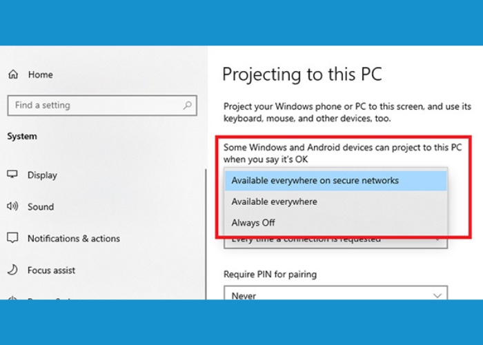 Vào mục "Always Off" để sang "Available everywhere on secure