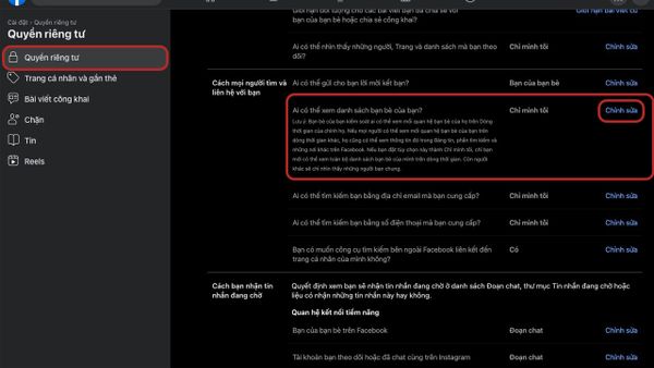 cách ẩn bạn bè trên facebook