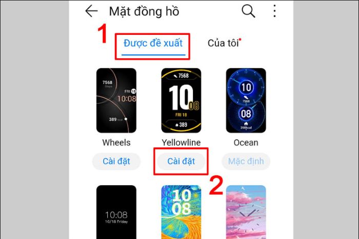Chọn hình ảnh > “Cài đặt”