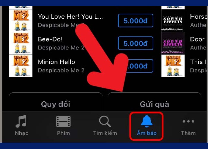 Chọn mục "Âm Báo" để tiếp tục quá trình cài