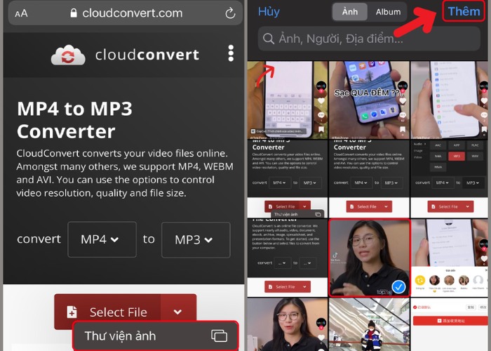 Nhấn vào "Thư viện ảnh" chọn "Video đã tải"