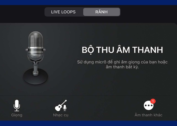 Chuyển sang tab “Bộ Thu Âm Thanh” trong giao diện
