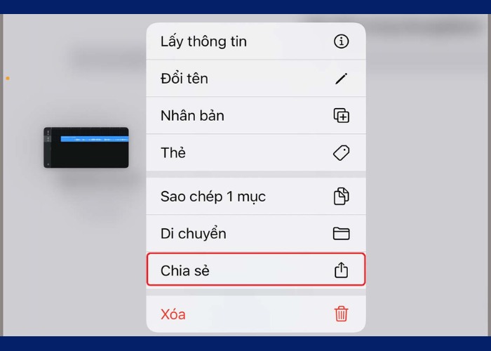 Ấn vào bản nhạc chọn "Chia sẻ"