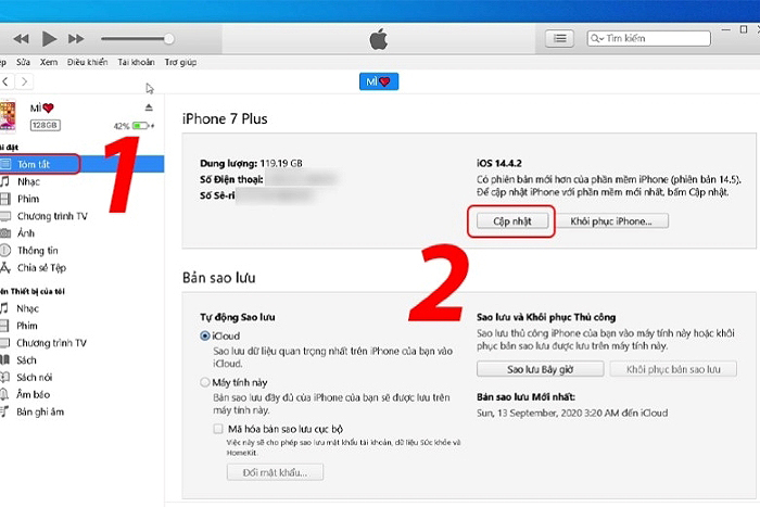 Chọn “Tóm tắt” > “Cập nhật”