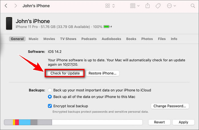 Chọn “Check for update”