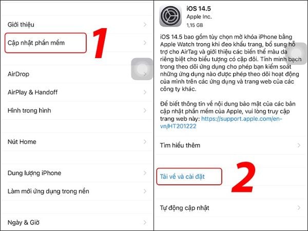 Cập nhật bản iOS mới cho iPhone