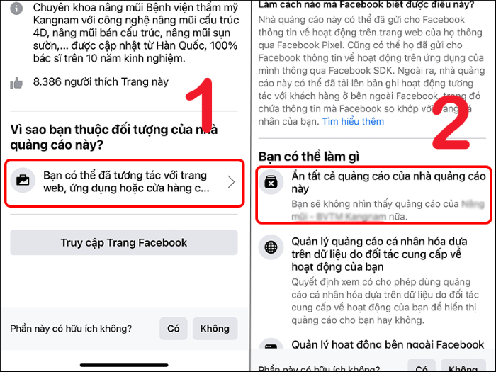 Ẩn các quảng cáo mà bạn mà bạn đã tương tác với ứng dụng, trang web, cửa hàng,... của họ