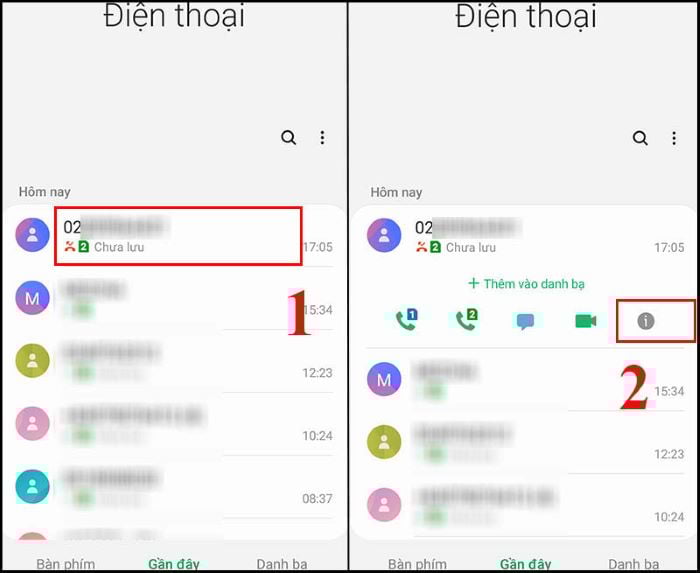 Chọn số điện thoại muốn chặn > chọn biểu tượng chữ “i”
