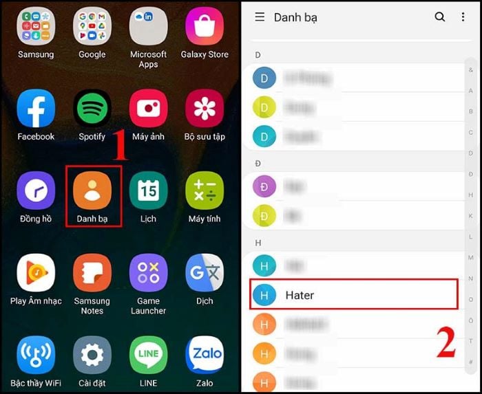 Vào “Danh bạ” > chọn tên người mà bạn muốn chặn