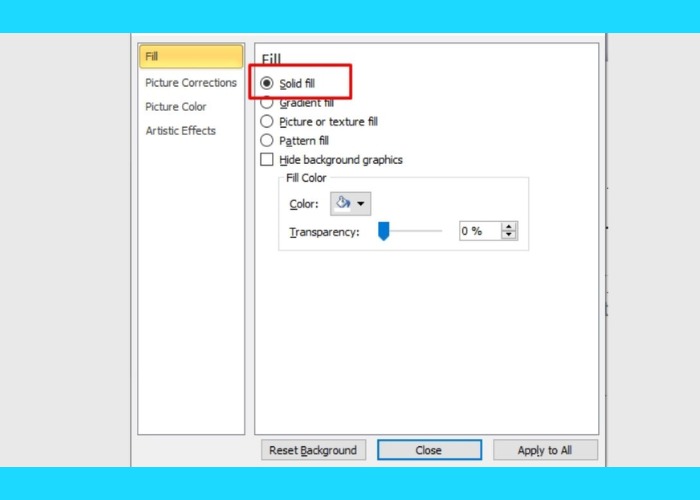 Nhấn "Close" để loại bỏ background của trang slide