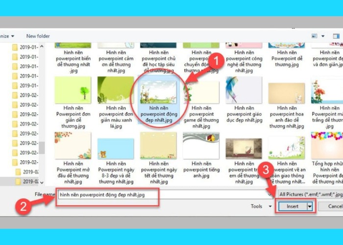 Tìm đến thư mục chứa hình ảnh hình nền tiếp