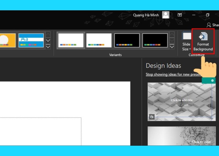 Chọn "Format Background" để tùy chỉnh ảnh nền