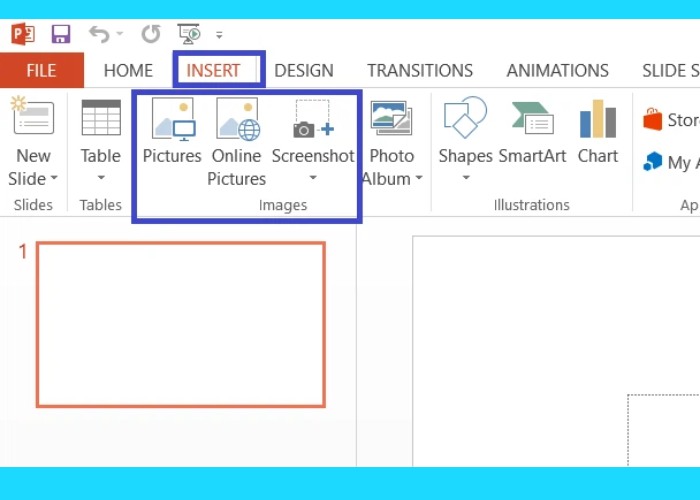 Chọn "Insert" sau đó nhấn "Picture"