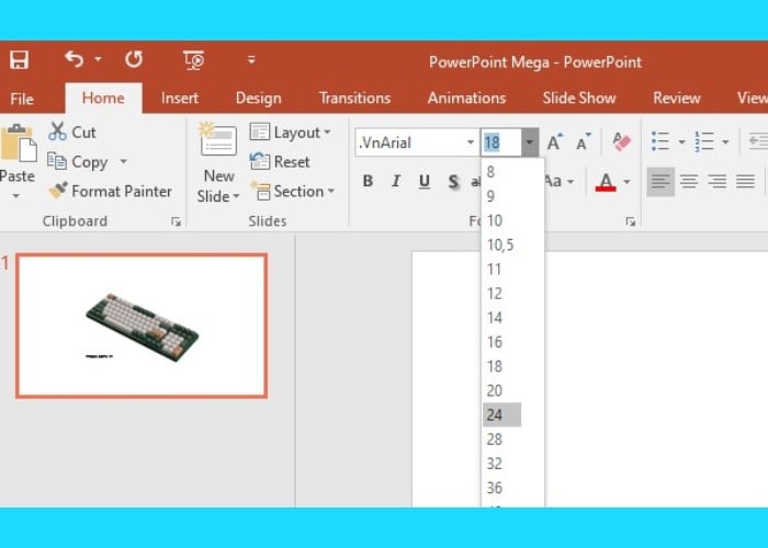 Điều chỉnh font và màu sắc tại phần Home