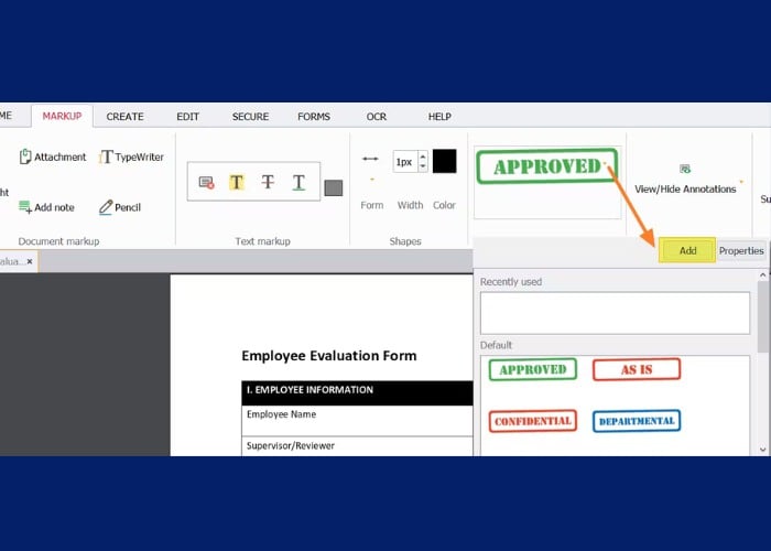 Đánh dấu Stamp sau đó nhấn Add
