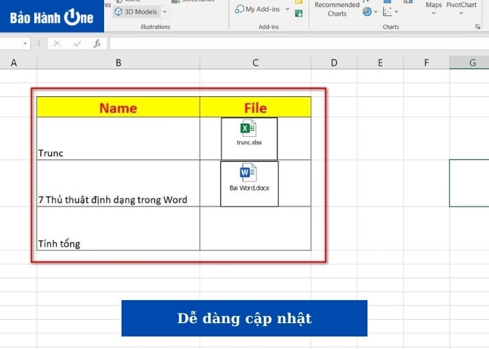 Dễ dàng cập nhật tài liệu Word trực tiếp từ Excel