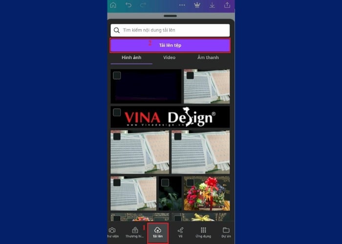 Chọn "Tải lên" sau đó chọn "Tải lên tệp"