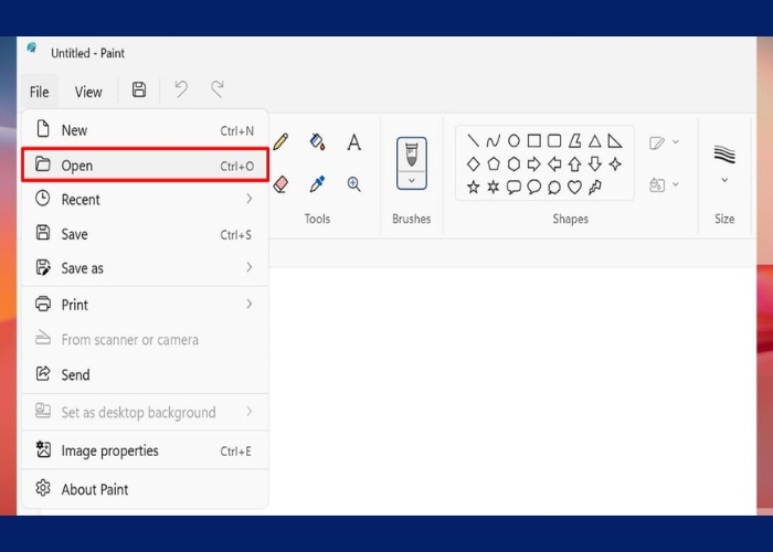 Nhấn tổ hợp phím "Ctrl + O"