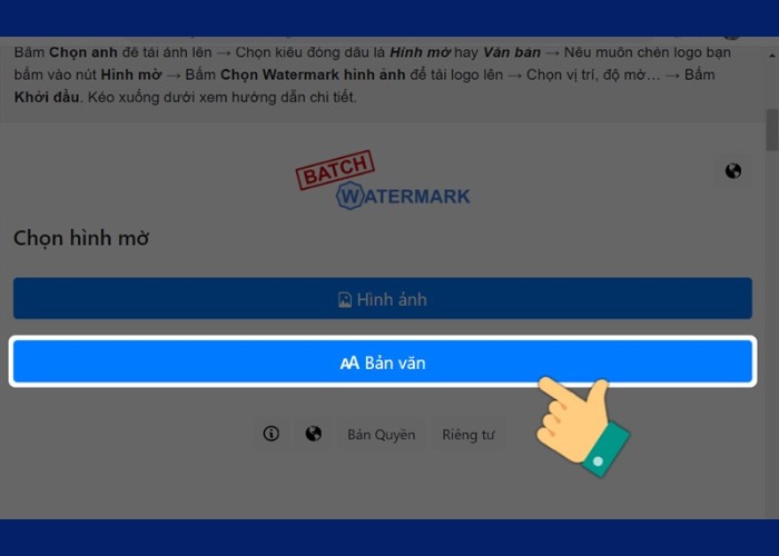 Chọn "Văn bản" để bắt đầu viết chữ