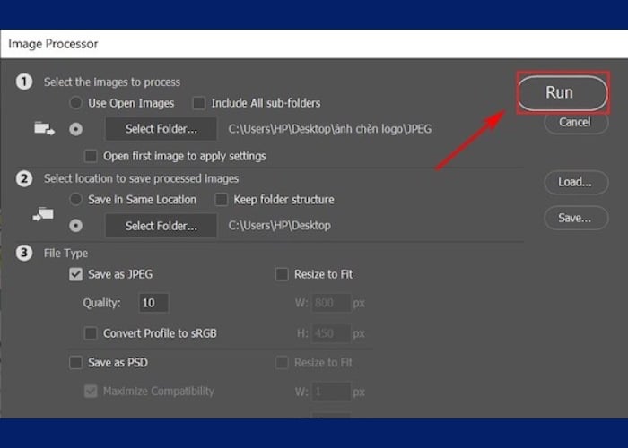 Nhấn "Run" để hoàn tất quá trình