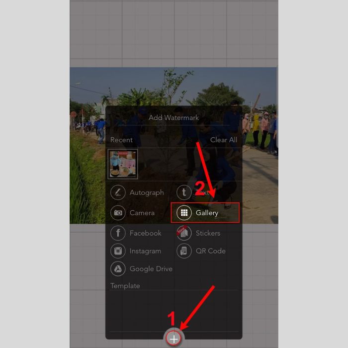 Chọn biểu tượng dấu “+” > chọn thư mục chứa logo