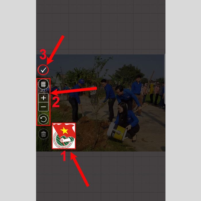 Tùy chỉnh logo > chọn dấu tick