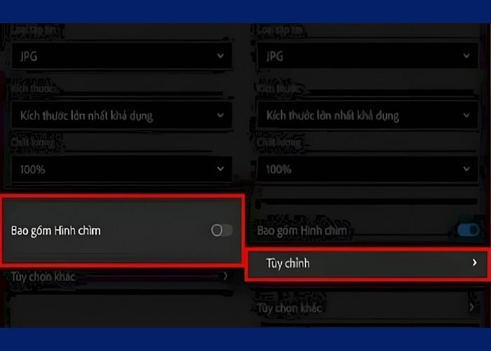 Kích hoạt tùy chọn "Bao gồm hình chìm."
