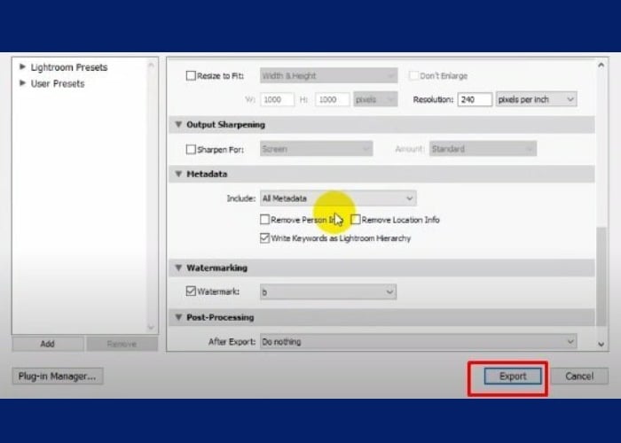 Nhấn Create sau đó nhấn Export để xuất ảnh