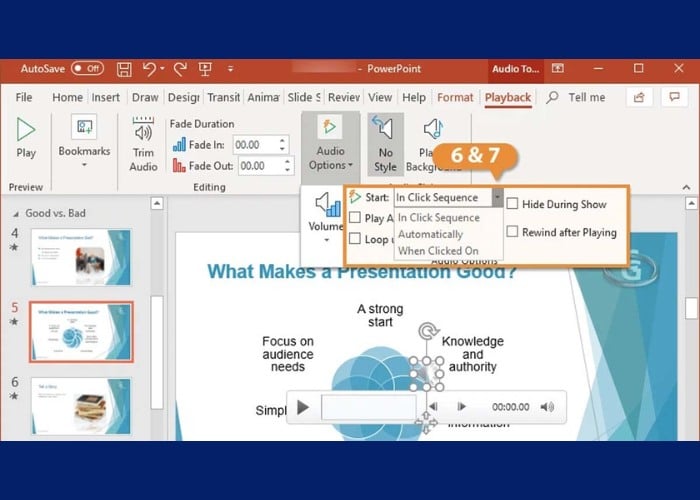 Tiến hành chỉnh sửa âm thanh trong mục Audio Options