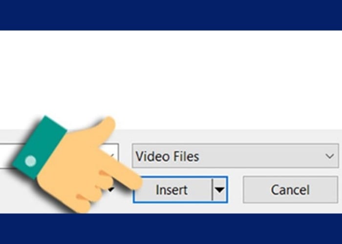 Nhấn "Insert" để chèn video vào slide Powerpoint