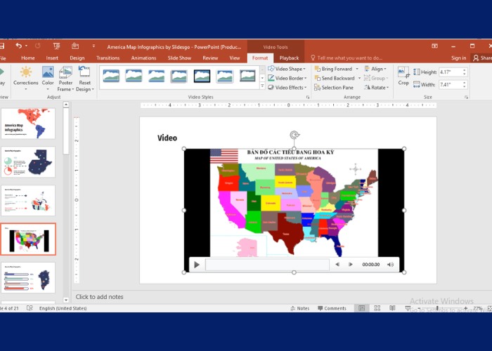 Bấm vào khung video trong PowerPoint