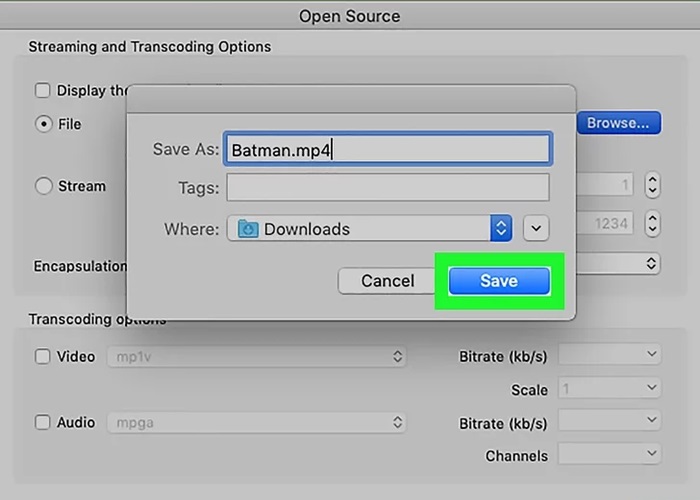 Chọn “File” > “Browse” > nhập tên file > chọn vị trí lưu > “Save”