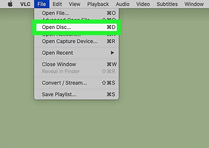 Chọn “File” > “Open Disc”