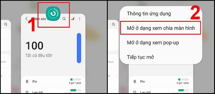 Chọn “Mở ở dạng xem chia màn hình”