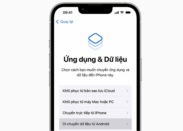 Nhấn chọn Di chuyển dữ liệu từ Android và nhận