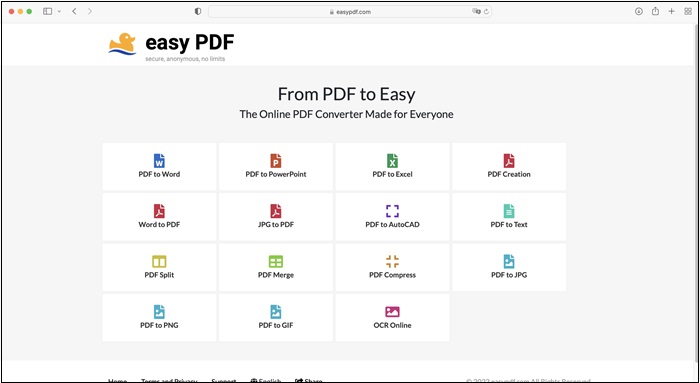 Chuyển file ảnh sang Word bằng trang web “easy PDF”