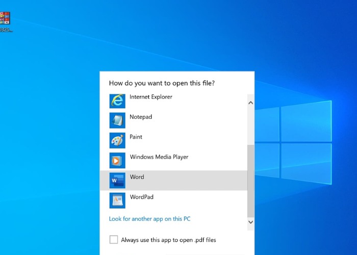 Chọn "Word" tiếp tục nhấn "OK"