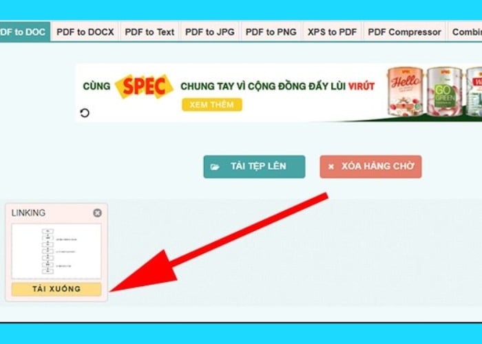 Nhấn "Tải xuống" để lưu tệp chuyển đổi về máy