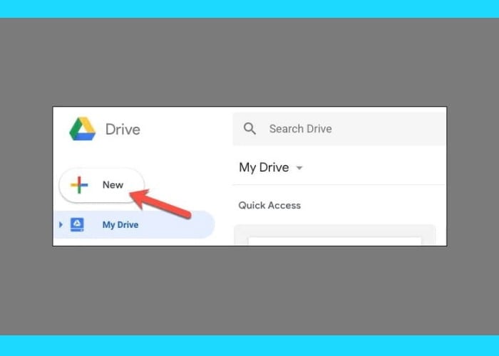 Truy cập Google Drive bấm vào nút "New"