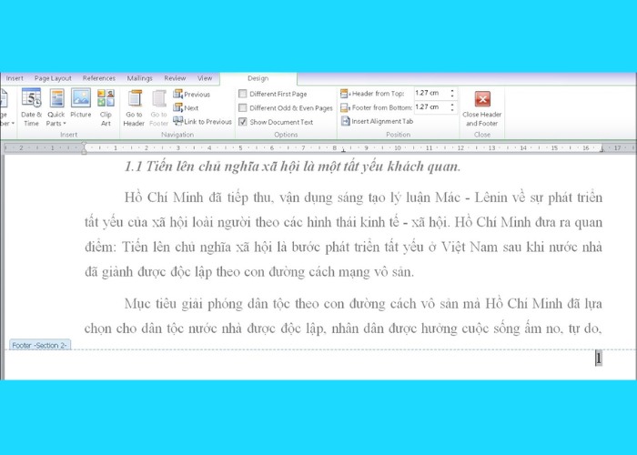 Trong "Design" nhấn vào mục "Link to Previous"