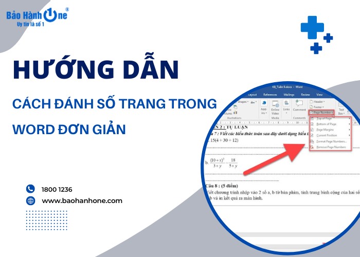 Các cách đánh số trang trong Word đơn giản