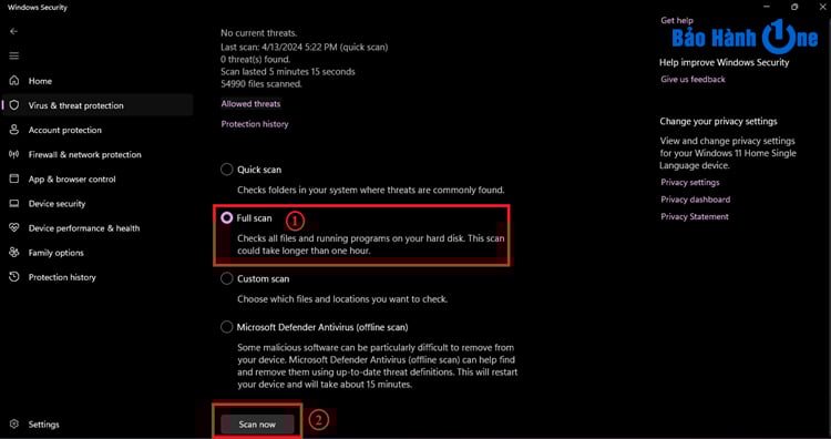 nhấp vào “Scan Options”