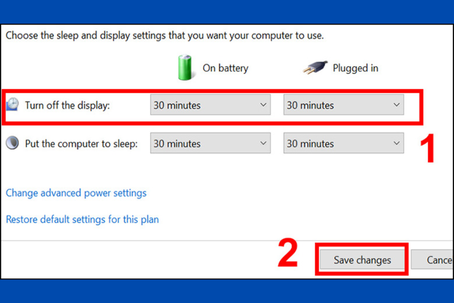 Tìm đến Turn off display after và chỉnh sửa thời