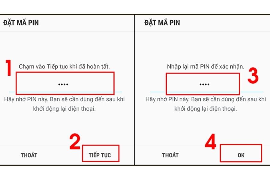 Nhập mật khẩu mới, xác nhận mật khẩu và bấm