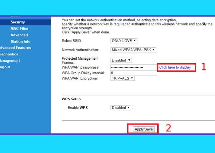 Click Display để kiểm tra lại mật khẩu mới