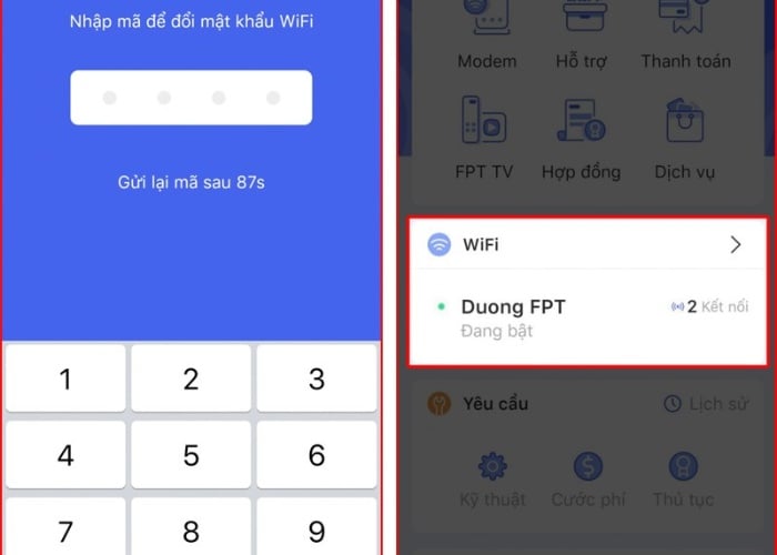 Nhập mã OTP được gửi đến điện thoại chọn mục